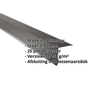 Nok lessenaarsdak | 115 x 115 mm | 85° | Staal 0,50 mm | 25 µm Polyester | 9005 - Gitzwart #2