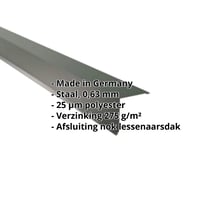 Nok lessenaarsdak | 115 x 115 mm | 85° | Staal 0,63 mm | 25 µm Polyester | 6020 - Chroomoxydegroen #2