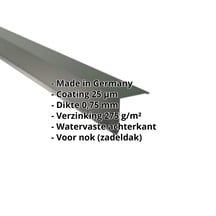 Nok lessenaarsdak | 115 x 115 mm | 85° | Staal 0,75 mm | 25 µm Polyester | 6020 - Chroomoxydegroen #2
