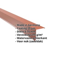 Nok lessenaarsdak | 115 x 115 mm | 85° | Staal 0,75 mm | 25 µm Polyester | 8004 - Koperbruin #2