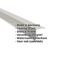 Nok lessenaarsdak | 115 x 115 mm | 85° | Staal 0,75 mm | 25 µm Polyester | 9006 - Zilver-Metallic #2