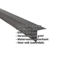 Nok lessenaarsdak | 115 x 115 mm | 85° | Staal 0,50 mm | 35 µm Mattpolyester | 23 - Donkergrijs #2