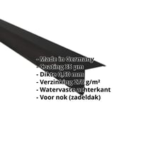 Nok lessenaarsdak | 115 x 115 mm | 85° | Staal 0,50 mm | 35 µm Mattpolyester | 33 - Zwart #2