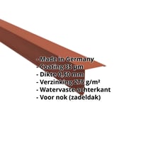 Nok lessenaarsdak | 115 x 115 mm | 85° | Staal 0,50 mm | 35 µm Mattpolyester | 75 - Terracotta #2