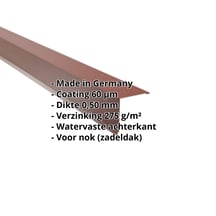 Nok lessenaarsdak | 115 x 115 mm | 85° | Staal 0,50 mm | 60 µm Puramid | 6012 - Roodbruin #2
