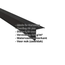Nok lessenaarsdak | 115 x 115 mm | 85° | Staal 0,50 mm | 80 µm Shimoco | 9005 - Gitzwart #2