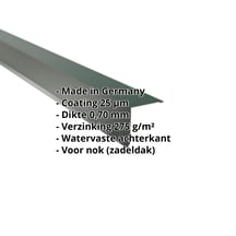 Nok lessenaarsdak | 115 x 115 mm | 85° | Aluminium 0,70 mm | 25 µm Polyester | 6005 - Mosgroen #2