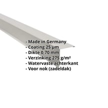 Nok lessenaarsdak | 115 x 115 mm | 85° | Aluminium 0,70 mm | 25 µm Polyester | 9006 - Zilver-Metallic #2