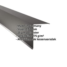 Nok lessenaarsdak | 200 x 250 mm | 80° | Staal 0,50 mm | 25 µm Polyester | 9005 - Gitzwart #2
