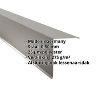 Nok lessenaarsdak | 200 x 250 mm | 80° | Staal 0,50 mm | 25 µm Polyester | 9007 - Grijs aluminiumkleurig #2