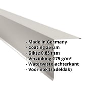 Nok lessenaarsdak | 200 x 250 mm | 80° | Staal 0,63 mm | 25 µm Polyester | 9002 - Grijswit #2