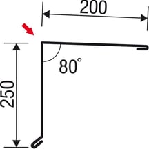 Nok lessenaarsdak | 200 x 250 mm | 80° | Staal 0,75 mm | 25 µm Polyester | 6020 - Chroomoxydegroen #4