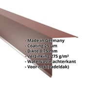 Nok lessenaarsdak | 200 x 250 mm | 80° | Staal 0,75 mm | 25 µm Polyester | 8012 - Roodbruin #2
