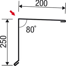 Nok lessenaarsdak | 200 x 250 mm | 80° | Staal 0,75 mm | 25 µm Polyester | 9002 - Grijswit #5