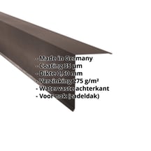 Nok lessenaarsdak | 200 x 250 mm | 80° | Staal 0,50 mm | 35 µm Mattpolyester | 32 - Donkerbruin #2