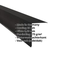 Nok lessenaarsdak | 200 x 250 mm | 80° | Staal 0,50 mm | 35 µm Mattpolyester | 33 - Zwart #2