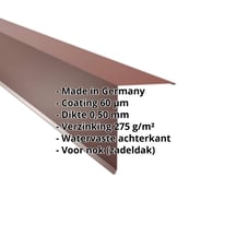 Nok lessenaarsdak | 200 x 250 mm | 80° | Staal 0,50 mm | 60 µm Puramid | 6012 - Roodbruin #2