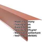Nok lessenaarsdak | 200 x 250 mm | 80° | Staal 0,50 mm | 60 µm Puramid | 8004 - Koperbruin #2