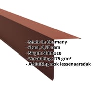 Nok lessenaarsdak | 200 x 250 mm | 80° | Staal 0,50 mm | 80 µm Shimoco | 8004 - Koperbruin #2