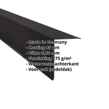 Nok lessenaarsdak | 200 x 250 mm | 80° | Staal 0,50 mm | 80 µm Shimoco | 9005 - Gitzwart #2