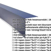 Nok lessenaarsdak | 200 x 250 mm | 85° | Staal 0,50 mm | 25 µm Polyester | 5010 - Gentiaanblauw #2