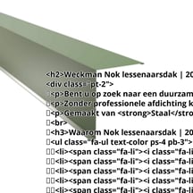 Nok lessenaarsdak | 200 x 250 mm | 85° | Staal 0,50 mm | 25 µm Polyester | 6011 - Resedagroen #2