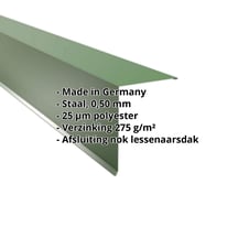 Nok lessenaarsdak | 200 x 250 mm | 85° | Staal 0,50 mm | 25 µm Polyester | 6002 - Loofgroen #2