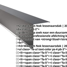 Nok lessenaarsdak | 200 x 250 mm | 85° | Staal 0,50 mm | 25 µm Polyester | 7016 - Antracietgrijs #2