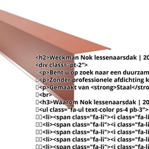 Nok lessenaarsdak | 200 x 250 mm | 85° | Staal 0,50 mm | 25 µm Polyester | 8004 - Koperbruin #2