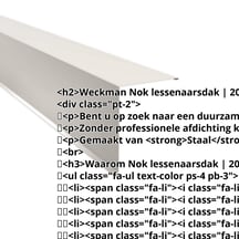 Nok lessenaarsdak | 200 x 250 mm | 85° | Staal 0,50 mm | 25 µm Polyester | 9010 - Zuiverwit #2
