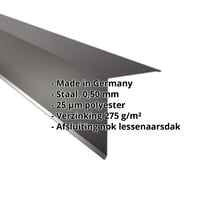 Nok lessenaarsdak | 200 x 250 mm | 85° | Staal 0,50 mm | 25 µm Polyester | 9005 - Gitzwart #2