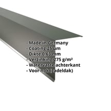 Nok lessenaarsdak | 200 x 250 mm | 85° | Staal 0,63 mm | 25 µm Polyester | 6020 - Chroomoxydegroen #2