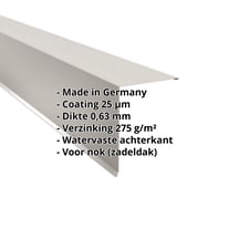 Nok lessenaarsdak | 200 x 250 mm | 85° | Staal 0,63 mm | 25 µm Polyester | 9002 - Grijswit #2