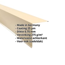 Nok lessenaarsdak | 200 x 250 mm | 85° | Staal 0,75 mm | 25 µm Polyester | 1015 - Licht ivoorkleurig #2