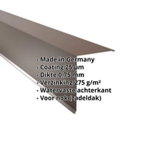 Nok lessenaarsdak | 200 x 250 mm | 85° | Staal 0,75 mm | 25 µm Polyester | 8011 - Notenbruin #2
