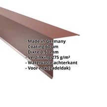 Nok lessenaarsdak | 200 x 250 mm | 85° | Staal 0,50 mm | 60 µm Puramid | 6012 - Roodbruin #2