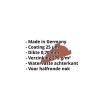 Nok afsluitstuk | Aluminium 0,70 mm | 25 µm Polyester | 8012 - Roodbruin #2