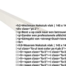 Nokstuk vlak | 145 x 145 mm | 150° | Staal 0,50 mm | 25 µm Polyester | 9010 - Zuiverwit #2