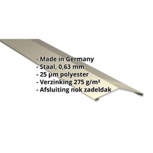 Nokstuk vlak | 145 x 145 mm | 150° | Staal 0,63 mm | 25 µm Polyester | 1015 - Licht ivoorkleurig #2