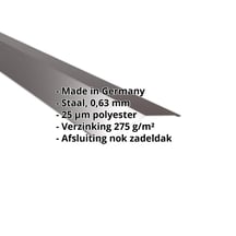Nokstuk vlak | 145 x 145 mm | 150° | Staal 0,63 mm | 25 µm Polyester | 8017 - Chocoladebruin #2