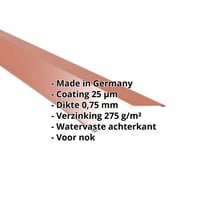 Nokstuk vlak | 145 x 145 mm | 150° | Staal 0,75 mm | 25 µm Polyester | 8004 - Koperbruin #2