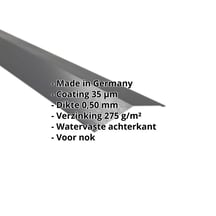 Nokstuk vlak | 145 x 145 mm | 150° | Staal 0,50 mm | 35 µm Mattpolyester | 23 - Donkergrijs #2