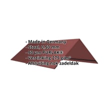 Nokstuk vlak | 145 x 145 x 2000 mm | 140° | Staal 0,50 mm | 50 µm PURLAK® | 8012 - Roodbruin #2