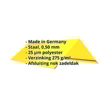 Nokstuk vlak | 145 x 145 x 2000 mm | 140° | Staal 0,50 mm | 25 µm Polyester | 1021 - Koolzaadgeel #2