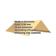 Nokstuk vlak | 145 x 145 x 2000 mm | 140° | Staal 0,50 mm | 25 µm Polyester | 1002 - Zandgeel #2