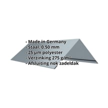 Nokstuk vlak | 145 x 145 x 2000 mm | 140° | Staal 0,50 mm | 25 µm Polyester | 7000 - Pelsgrijs #2