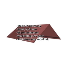 Nokstuk vlak | 145 x 145 x 2000 mm | 140° | Staal 0,50 mm | 25 µm Polyester | 8012 - Roodbruin #2