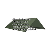 Nokstuk vlak | 145 x 145 x 2000 mm | 140° | Staal 0,75 mm | 25 µm Polyester | 6020 - Chroomoxydegroen #2