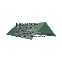 Nokstuk vlak | 145 x 145 x 2000 mm | 140° | Staal 0,75 mm | 25 µm Polyester | 6005 - Mosgroen #2