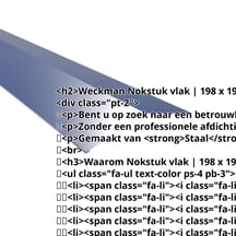 Nokstuk vlak | 198 x 198 mm | 150° | Staal 0,50 mm | 25 µm Polyester | 5010 - Gentiaanblauw #2
